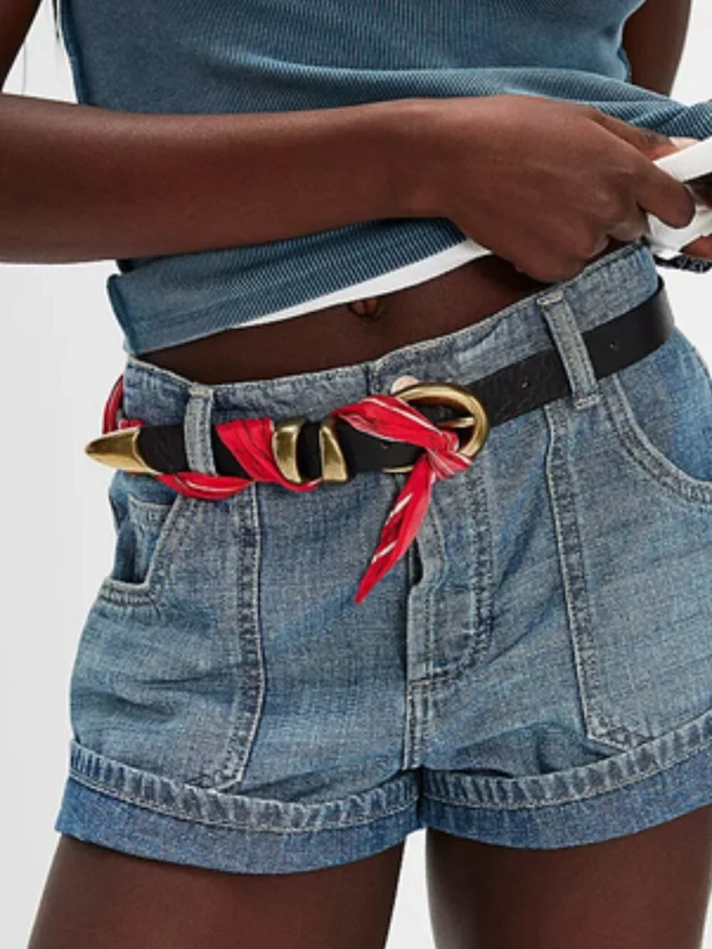 New! Free People Siren Black Leather Belt M/L